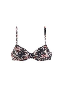 Lascana, Damen, B&uuml;gel-Bikini-Top &raquo;Blair&laquo; mit floralem Design, schwarz-bedruckt, Cup C, 38 - Cup C, schwarz-bedruckt, Mit verspieltem Druck