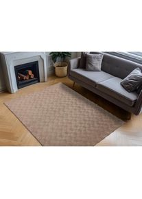 Obsession, Teppich &raquo;Diamond Cut 800&laquo; rechteckig 30 mm H&ouml;he Uni Farben, Hoch-Tief Effekt, weich & kuschelig, taupe, Polyester, B : 200 cm 1 Stk. - 30 