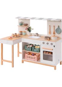 Musterkind , Spielk&uuml;che &raquo;Robusta&laquo; FSC - sch&uuml;tzt Wald, wei&szlig;/natur, Holz, Kunststoff, wei&szlig;/natur