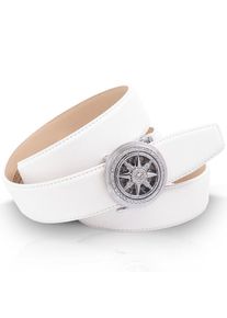 Anthoni Crown, Damen, Lederg&uuml;rtel mit Schmucksteinen, wei&szlig;, 85, Keine Dornschlie&szlig;e und keine L&ouml;cher im Leder