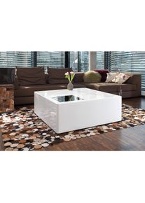 Salesfever, Couchtisch &raquo;Couchtisch mit Stil&laquo; Schwarzglas Quadrat: Eleganlt, Wei&szlig;/Schwarz + Wei&szlig; + Wei&szlig;/Schwarz, B/H/T: 100 cm x 45 cm x 100 cm, Wei&szlig;/