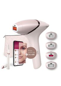Philips, IPL-Haarentferner &raquo;Lumea Series 9900&laquo; 450.000 Lichtimpulse 4 Aufs&auml;tze (Achseln, Bikinizone, K&ouml;rper, Gesicht), 3 SkinAI Funktionen, rosa, 