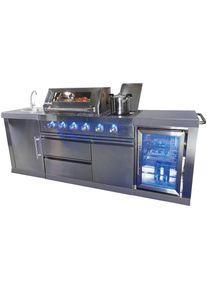 Buschbeck, Outdoor-K&uuml;che &raquo;&raquo;Oxford&laquo; mit Gasgrill und K&uuml;hlschrank&laquo; BxTxH: 245x60x119 cm, K&uuml;che: silberfarben, B/H/T: 245 cm x 119 cm x 60 cm, K&uuml;che: 