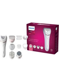 Philips, Epilierer &raquo;Satinelle Advanced Series 8000 BRE740/10&laquo; 8 Stk. Aufs&auml;tze Nass- und Trockenepilierer, mit 2 Geschwindigkeitsstufen, wei&szlig;/rosa, 