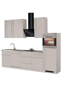 Wiho-K&uuml;chen wiho K&uuml;chen, K&uuml;chenzeile &raquo;Chicago&laquo; ohne E-Ger&auml;te, Breite 280 cm, K&uuml;che: natur + Korpus: cashmerefarben + Arbeitsplatte: Canvas Grau,