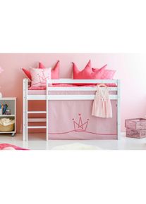 Hoppekids, Hochbett &raquo;ECO Dream, Kinderbett, Spielbett, Halbhohes Bett aus Massivholz&laquo; inkl. Vorhang-Set Creator, Bettgr&ouml;&szlig;e & Matratze w&auml;hlbar, Wei&szlig; + 