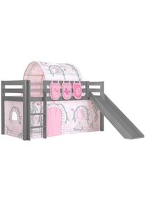 Vipack, Hochbett &raquo;Pino, Spielbett massiv Kiefer, stabil gebaut, 3 Korpusfarben zur Wahl&laquo; inkl. Rolllattenrost, Leiter und Absturzschutz, mit oder ohne