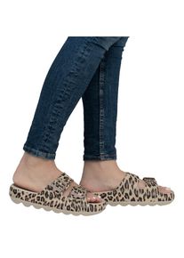 RIEKER Sport, Damen, Pantolette Sommerschuh, Strandschuh, Hausschuh mit zwei verstellbaren Schnallen, leo, XL (42/43), leo, Pantolette im trendigen 
