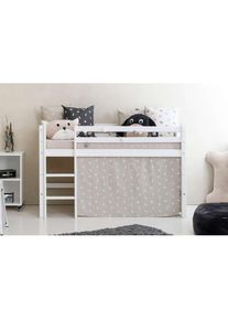 Hoppekids, Hochbett &raquo;ECO Dream, Kinderbett, Spielbett, Halbhohes Bett aus Massivholz&laquo; inkl. Vorhang-Set Creator, Bettgr&ouml;&szlig;e & Matratze w&auml;hlbar, Wei&szlig; + 