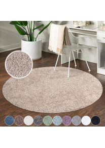 Carpet City, Hochflor-Teppich &raquo;City Shaggy&laquo; rund 30 mm H&ouml;he Teppich Langflor, Uni, Shaggy, flauschig-weich, beige, Polypropylen, &Oslash; 120 cm 1 Stk. - 30 