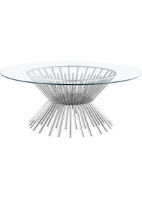 LEONIQUE, Couchtisch &raquo;Monty&laquo; Couchtisch, rund, Glas, Chromgestell, Sicherheitsglas, 90x90x47, chromfarben, B/H/T: 90 cm x 47 cm x 90 cm, chromfarben