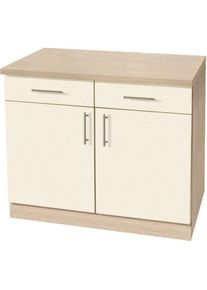 Wiho-K&uuml;chen wiho K&uuml;chen, Unterschrank &raquo;Kiel&laquo; 100 cm breit, in Tiefe 60 cm, Front: Magnolia, Korpus und Arbeitsplatte: Sonoma Eiche, B/H/T: 100 cm x 85 cm x 60 cm,