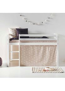 Hoppekids, Hochbett &raquo;ECO Dream, Kinderbett, Spielbett, Halbhohes Bett aus Massivholz&laquo; inkl. Vorhang-Set Creator, Bettgr&ouml;&szlig;e & Matratze w&auml;hlbar, Wei&szlig; + 