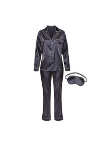 s.Oliver, Damen, Pyjama Set, 3-teilig, incl. Schlafmaske, dunkelblau, 46, dunkelblau, Klassisch geschnittener Pyjama