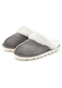 Vivance, Damen, Hausschuh &raquo;Pl&uuml;sch Hausschuhe, Pantolette, Pantoffeln, Clogs, Schlappen, &laquo; mit Warmfutter VEGAN, grau, 43, grau, Kuschelig warm mit 