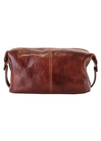 Pike Pik&eacute;, Damen, Kulturbeutel echt Leder, Made in Italy, braun, braun, Breite 28 cm x H&ouml;he 16 cm x Tiefe 11 cm