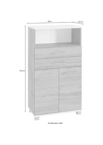 Welltime, Midischrank &raquo;Emmi, Breite 59 cm&laquo; 2 T&uuml;ren, Metallbeschl&auml;ge, wei&szlig;-wotaneichefb., FSC -zertifizierter Holzwerkstoff, wotaneiche - B/H/T: 60 cm 