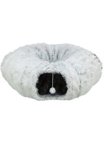 Trixie 2in1 Katzentunnel Harvey mit Liegekissen grau