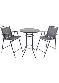 Vcm, Garten-Essgruppe &raquo;3 tlg. Barset Garten Barstuhl Bartisch Garlos&laquo;, Anthrazit +, Obermaterial: 80% Textilmaterial TEXMAT. 20% Metall MT., Anthrazit