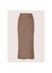 Madeleine Mode MADELEINE, Damen, Midirock &raquo;Strickrock Eleganter Rock mit Schlitz&laquo;, caramel / wollwei&szlig; / melange, 38, caramel / wollwei&szlig; / melange, Schmeichelnde 