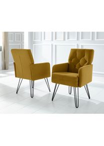 exxpo - sofa fashion, Sessel &raquo;Doppio, Loungesessel mit Designuntergestell, bequem und elegant&laquo; aufwendige R&uuml;ckenverarbeitung, Breite 61 cm, antic gold