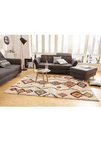 Hanse Home, Hochflor-Teppich &raquo;Geometric&laquo; rechteckig 30 mm H&ouml;he Shaggy, Flokati, Boho Design, Weich, Flauschig, Geometrisches Muster, creme, Kunstfaser