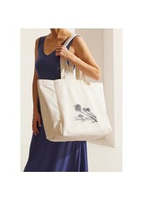 Vivance, Damen, Shopper &raquo;Strandtasche&laquo; Sommertasche, Schultertasche, Badetasche mit Palmenmotiv VEGAN, creme, creme, Stylische Strandtasche mit 