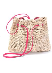 Lascana, Damen, Umh&auml;ngetasche &raquo;Strandtasche&laquo; aus Papierstroh, Handtasche, Schultertasche VEGAN, beige-pink, beige-pink, Sommerliche Handtasche aus 
