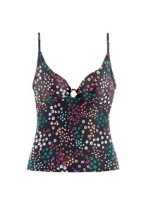 s.Oliver, Damen, Tankini-Top &raquo;Milly&laquo; mit Zierring in Horn-Optik, schwarz-bedruckt, 40 - Cup C/D, Mit modernem Bl&uuml;tendruck