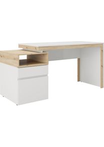 my home, Schreibtisch &raquo;Santiago&laquo; Laptoptisch, Home Office, eiche / weiss, MDF lackiert, Spanplatte mit Melaminbeschichtung;ABS-Kanten;Soft-Close 