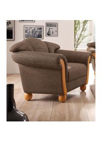 Home Affaire, Sessel &raquo;Milano, bequemer Loungesessel, Landhaus-Stil, Holz-Chatosen und -F&uuml;&szlig;e&laquo;, braun, Chenille (70% Polyacryl, 30% Polyester) auf 