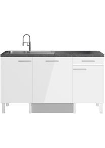 Optifit, Pantryk&uuml;che &raquo;Lilly&laquo; Breite 160 cm, wahlweise mit E-Ger&auml;ten, K&uuml;che: wei&szlig; + Front: wei&szlig; lackiert + Korpus: wei&szlig; + Arbeitsplatte: Black Stone, B