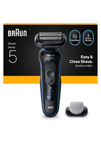 Braun, Elektrorasierer &raquo;Series 5 52-B1600s&laquo; 1 Stk. Aufs&auml;tze 100% wasserdicht, K&ouml;rperpflege-Aufsatz, Bis zu 50 Min, Made in Germany, blau, Langlebig, 
