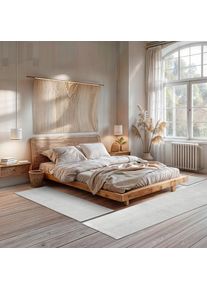 OTTO home, Bettumrandung &raquo;Wolltraum Pur&laquo; H&ouml;he 10 mm Set, 3 Stk. tlg. Wendeteppich, handgewebt, Uni Farben, reine Wolle, Wohnzimmer, naturwei&szlig;, 