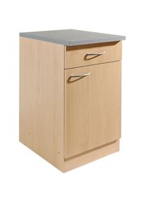 Wiho-K&uuml;chen wiho K&uuml;chen, Unterschrank &raquo;Kiel&laquo; 50 cm breit, 50 cm tief, Front und Korpus: Buche Dekor, Arbeitsplatte: Canvas Grau, B/H/T: 50 cm x 85 cm x 50 cm, 