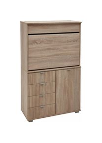 Priess, Sekret&auml;r &raquo;Ahaus&laquo;, Struktureichefarben hell, B/H/T: 82 cm x 139 cm x 38 cm, Struktureichefarben hell