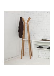 WOODMAN, Garderobe &raquo;Monti&laquo; im skandinavian Design, aus massiver Eiche, mit 4 Haken, FSC , wei&szlig;, wei&szlig;, Rahmen aus massiver Eiche