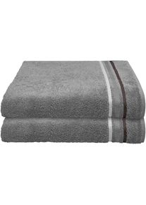 Schiesser, Duscht&uuml;cher &raquo;Skyline Color aus 100 % Baumwolle mit eleganter Streifenbord&uuml;re&laquo; MADE IN GREEN by OEKO-TEX , Dunkelgrau, Frottier, Frottier, B