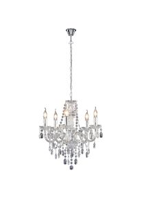 REALITY LEUCHTEN, Kronleuchter &raquo;L&Uuml;STER&laquo; E14 Brennstellen in Flammenoptik, silberfarben, 5, silberfarben