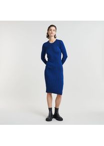 G-Star Raw G-STAR, Damen, Strickkleid &raquo;Plated Slim Knit Dress&laquo;, racing blue/osaka blue rib, N-Gr, XXL -N-Gr, racing blue/osaka blue rib, Langarmkleid von G-STAR