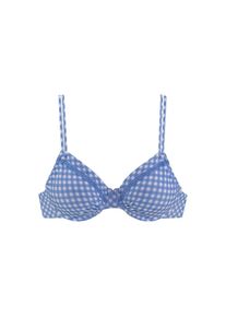 Buffalo, Damen, B&uuml;gel-Bikini-Top &raquo;Karo&laquo; mit Zierborte, hellblau-kariert, 42 - Cup F, Moderner Vichy Druck