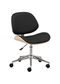 Andas, B&uuml;rostuhl &raquo;Kiruna&laquo; () 1 Stk.Kunstleder, mit Pappelholz Schale, h&ouml;henverstellbar, 360&deg; drehbar, schwarz + chrom, Holzwerkstoff, Polyurethan, B/H