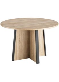 Gami, Konferenztisch &raquo;MAMBO&laquo; Rund Tisch Durchmesser 120, Eiche Sonoma / Schwarz + Eiche Sonoma / Schwarz + Eiche Sonoma, B/H/T: 120 cm x 74 cm x 120 