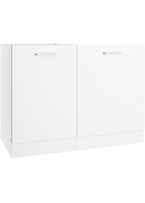 KOCHSTATION, Sp&uuml;lenschrank &raquo;KS-Milan&laquo; Sp&uuml;lzentrum 110 cm, matte oder hochgl&auml;nzende Fronten, wei&szlig;, Spanplatte, wei&szlig; - B/H/T: 110 cm x 82 cm x 60 cm,