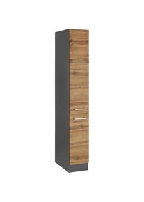 KOCHSTATION, Apothekerschrank &raquo;KS-Kehl&laquo; Breite 30 cm, wotaneiche/grafit, MDF, grafit - B/H/T: 30 cm x 200 cm x 60 cm