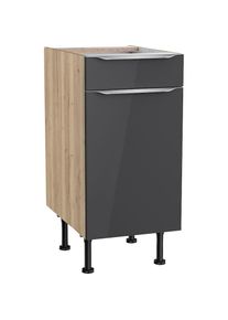 KOCHSTATION, Unterschrank &raquo;KS-Aken&laquo;, anthrazit Hochglanz/wildeiche Nachbildung, wildeiche Nachbildung - B/H/T: 40 cm x 87 cm x 58,4 cm, anthrazit 