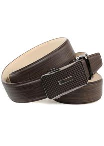 Anthoni Crown, Herren, Lederg&uuml;rtel Handgen&auml;ht mit farbiger Karbon-Schlie&szlig;e, dunkelbraun, 90, Keine Dornschlie&szlig;e und Keine L&ouml;cher im Leder