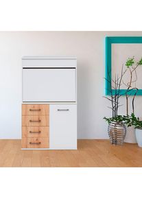 Priess, Sekret&auml;r &raquo;Lissabon&laquo;, Lichtwei&szlig;/Astkernbuche, B/H/T: 80 cm x 139 cm x 48 cm, Lichtwei&szlig;/Astkernbuche