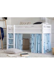 Hoppekids, Spielbett &raquo;ECO Dream&laquo; Massivholz, wahlweise in 2 Gr&ouml;&szlig;en und 4 Farben, Matratze w&auml;hlbar, Blau, Vorhang: 100% Baumwolle, Matratzenbezug: 100%