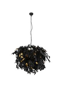 REALITY LEUCHTEN, Kronleuchter &raquo;Leavy&laquo; E14 1 Stk. warmwei&szlig; - kaltwei&szlig; H&auml;ngelampe Blatt Design, Pendelleuchte exkl 4xE14 max 28W, schwarz gold, 4, 